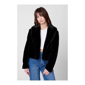 Women's Medium Black Blank NYC Faux Fur Cropped Jacket Be My Guest NWT